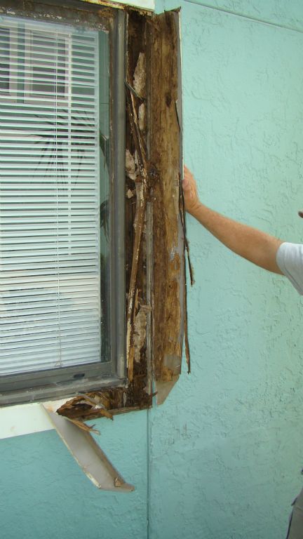 EXPOSED ROTTED WOOD FRAMING